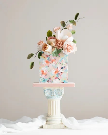 Floral painted celebration cake | By Posh & Cake